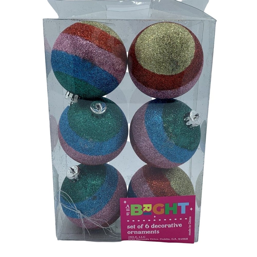 Glitter Ball Striped Christmas Tree Ornaments Multi-color